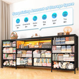 EnHomee Fits 75" TV Stand Dresser for 65 70 75 Inch TV 63"W Dresser TV Stand for Bedroom with LED Lights & Power Outlets & 12 Drawers Black Dresser for Bedroom Long Fabric Dresser Entertainment Center EnHomee