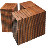 PrimeZone 108 PCS FSC Certified Acacia Wood Interlocking Deck Tiles - 12" x 12" Waterproof Indoor Outdoor Patio Flooring Decking Tiles for Balcony, Backyard & Poolside, All Weather Use, Natural Wood PrimeZone