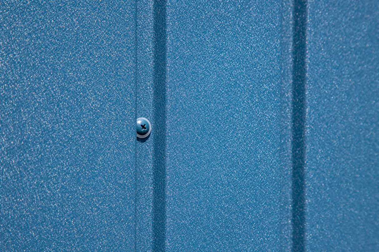 Arrow Shed Elite 14' x 14' Tall Outdoor Steel Storage Shed with High Gable and Lockable Doors Storage Building, Blue Grey Arrow