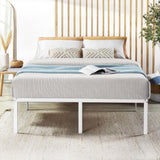 Best Price Mattress 16 Inch Metal Platform Bed Frame, Heavy Duty Steel Slats, White, Full Best Price Mattress