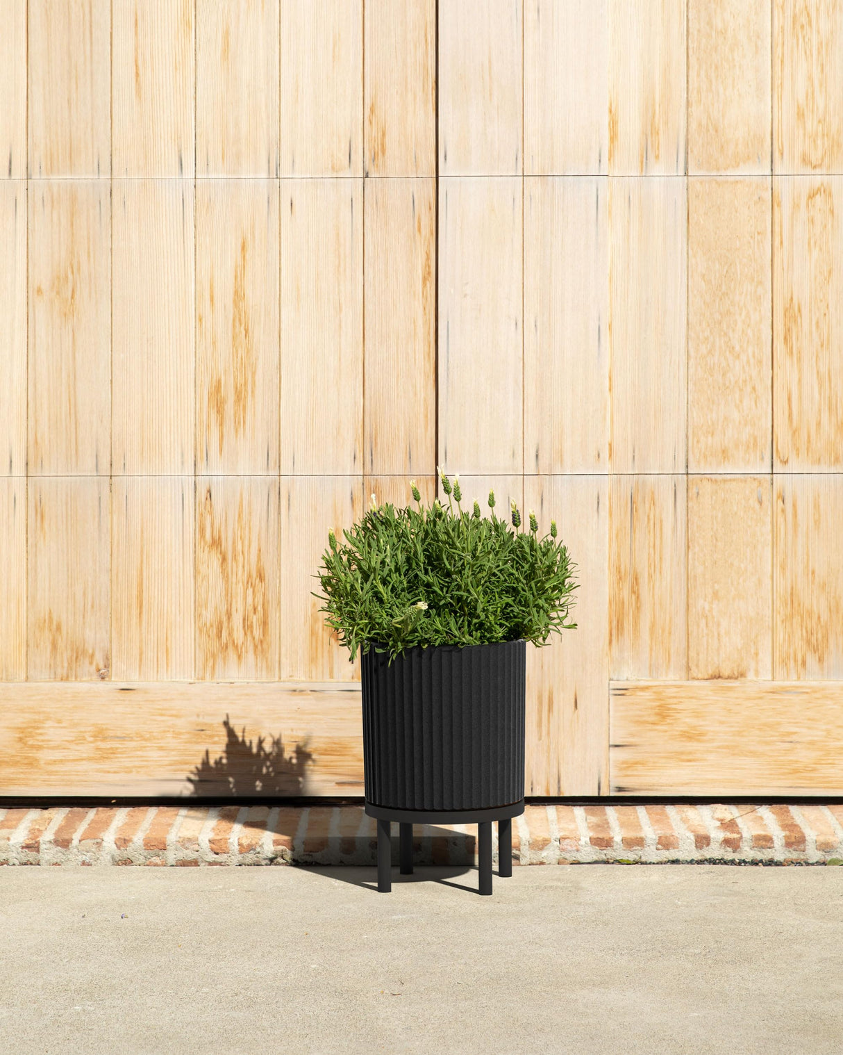 Veradek Demi Series Round Planter w/ Stand for Porch/Patio | Durable Plastic-Concrete & Wooden Stand | Modern Décor for Tall Plants, Flowers Veradek