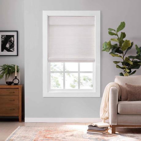 Eclipse Bamboo Roman Shades for Windows (27" x 72"), Semi-Privacy Light-Filtering Cordless Blinds for Bedroom, Living Room, or Office, Safe for Kids & Pets, Easy Mounting Interior Blinds, White Eclipse
