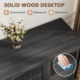 Homiflex 53.54 Inch Wooden Dog Crate Furniture Heavy Duty Dog Kennel Furniture with Sliding Doors for Large Breed Decorative Solid Wood Dog Cage End Table for Indoor, Dark Grey Homiflex