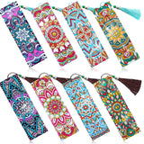 Zonon 8 Pcs Diamond Painting Bookmarks 5D Floral Art Painting Bookmarks PU Leather DIY Mandala Style Study Supplies with Tassels for Adults Gift Crafts Zonon