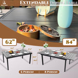 HERA'S HOUSE 9 Pieces Wicker Patio Dining Set, 8 x Rattan Dining Chair, 1 x Extendable Metal Dining Table, All Weather Resistant Outdoor Furniture Set for 8 for Lawn Garden Backyard HERA'S HOUSE