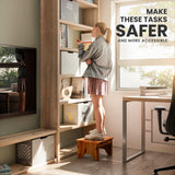 Holana 9" Acacia Wood One Step Stool for Adults - 300 Lbs Wooden Step Stools Heavy Duty for High Bed Riser, Bathroom, Bedroom - Small Stepping Stool for Elderly, Seniors, Kids, Handicap Use Indoor HOLANA