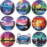 8 Pcs Diamond Art Coasters Kits with Holder, Landscape DIY Diamond Paintings Coaster Kits,Scenery Full Drill Rhinestone Painting Kits for Adults Beginners Art Craft Supplie for Tabletop Protection. eniref
