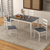 COSTWAY Dining Table Set for 4, Wood Kitchen Table Chairs Set with Rubber Wood Legs, Space-Saving Design, Modern 5-Piece Dinette Set for Small Place, Kitchen, Dining Room, Restaurant (Grey) COSTWAY