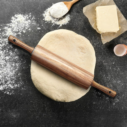 KITEISCAT Acacia Wooden Rolling Pin for Baking - Non-Stick Dough Roller with Handles- 17 Inches Long Baking Rolling Pin for Pizza, Fondant, Crust, Cookie & More- Classic Pastry Rolling Pin