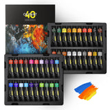 Oil Paint, 40pcs (18ml/0.6oz) with Storage Box, Rich Pigments, Vibrant, Non Toxic Paints for Professional Artist, Hobby Painters & Kids, Ideal for Canvas Painting Magicfly