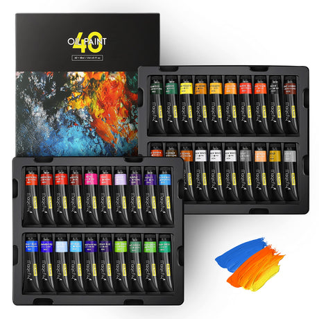 Oil Paint, 40pcs (18ml/0.6oz) with Storage Box, Rich Pigments, Vibrant, Non Toxic Paints for Professional Artist, Hobby Painters & Kids, Ideal for Canvas Painting Magicfly