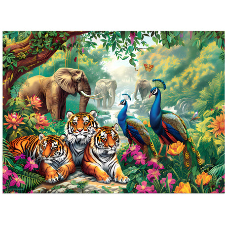Jigsaw Puzzles for Adults 500 Pieces Puzzle Elephant Tiger Puzzle for Adults Children Elderly Puzzles Peacock Animal Puzzle 500, Home Decor Gift Family Game for Men Women Elders Seniors (20.5"x15") Jeacirio