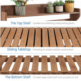 Yaheetech Potting Bench Table Outdoor Garden Horticulture Wooden Workstation Benches w/Sliding Tabletop/Removable Sink/Storage Shelf for Patio, Garden Furniture Wood Workstation,Brown Yaheetech