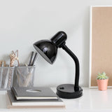 Simple Designs LD1003-BLK Basic Metal Desk Lamp with Flexible Hose Neck for Office, Living Room, Bedroom, College Dorm, Bookshelf, Black Simple Designs