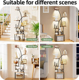 Tall Corner Shelf Stand with LED Lights, 8 Tier Bookshelf for Living Room, 65" Black Display Shelf Storage Cabinet Metal Plant Stand, Standing Rack Shelves Cases for Home Decor, Bedroom, Office JUSTOGO