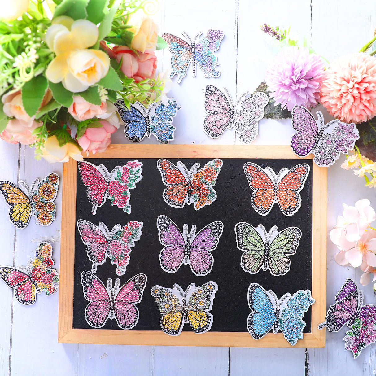 Umigy 16 Pcs Butterfly Diamond Art Magnets Kits for Refrigerator Butterfly Diamond Painting Magnets DIY Gem Art for Adults Beginners Crafts Home Fridge Decor Umigy