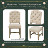 P PURLOVE Retro Style 5-Piece Round Dining Table Set for 4, Extendable Table with 4 Upholstered Chairs for Dining Room,Living Room P PURLOVE