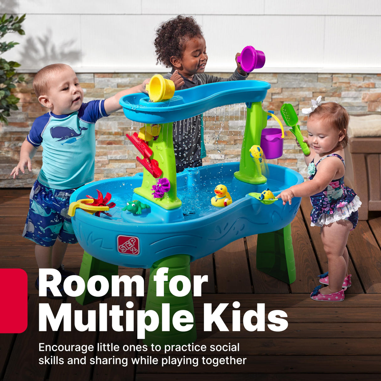 Step2 Rain Showers Splash Pond Toddler Water Table, Kids Water and Sand Activity Sensory Playset, Summer Outdoor Toys, 13 Piece Toy Accessories, For Toddles 1.5+ Years Old Step2