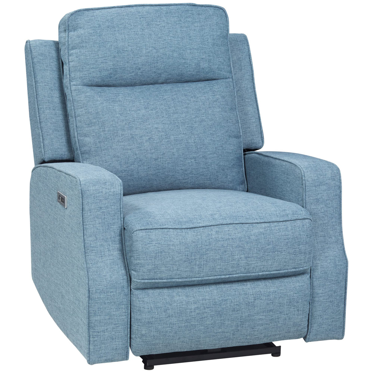 HOMCOM Electric Power Recliner, Wall Hugger Armchair with USB Charging Station, Sofa Recliner with Linen Upholstered Seat and Retractable Footrest, Blue HOMCOM