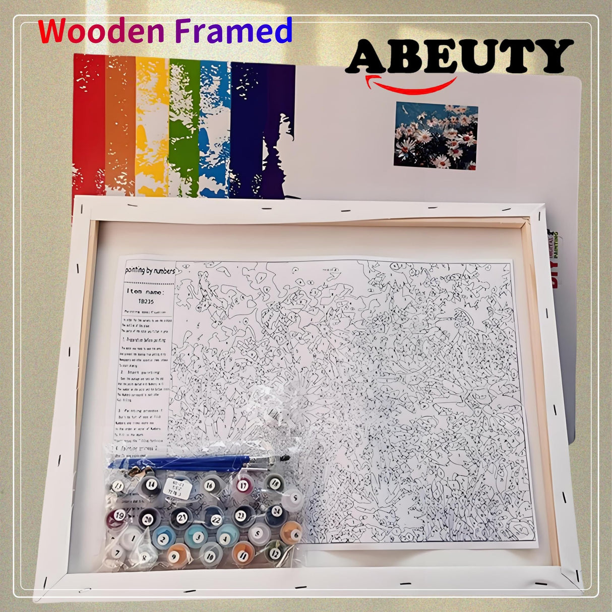 ABEUTY DIY Paint by Numbers for Adults Beginner,16x20 inches Fun DIY Adult Arts and Crafts Kits (Cherry Blossoms, No Frame) ABEUTY