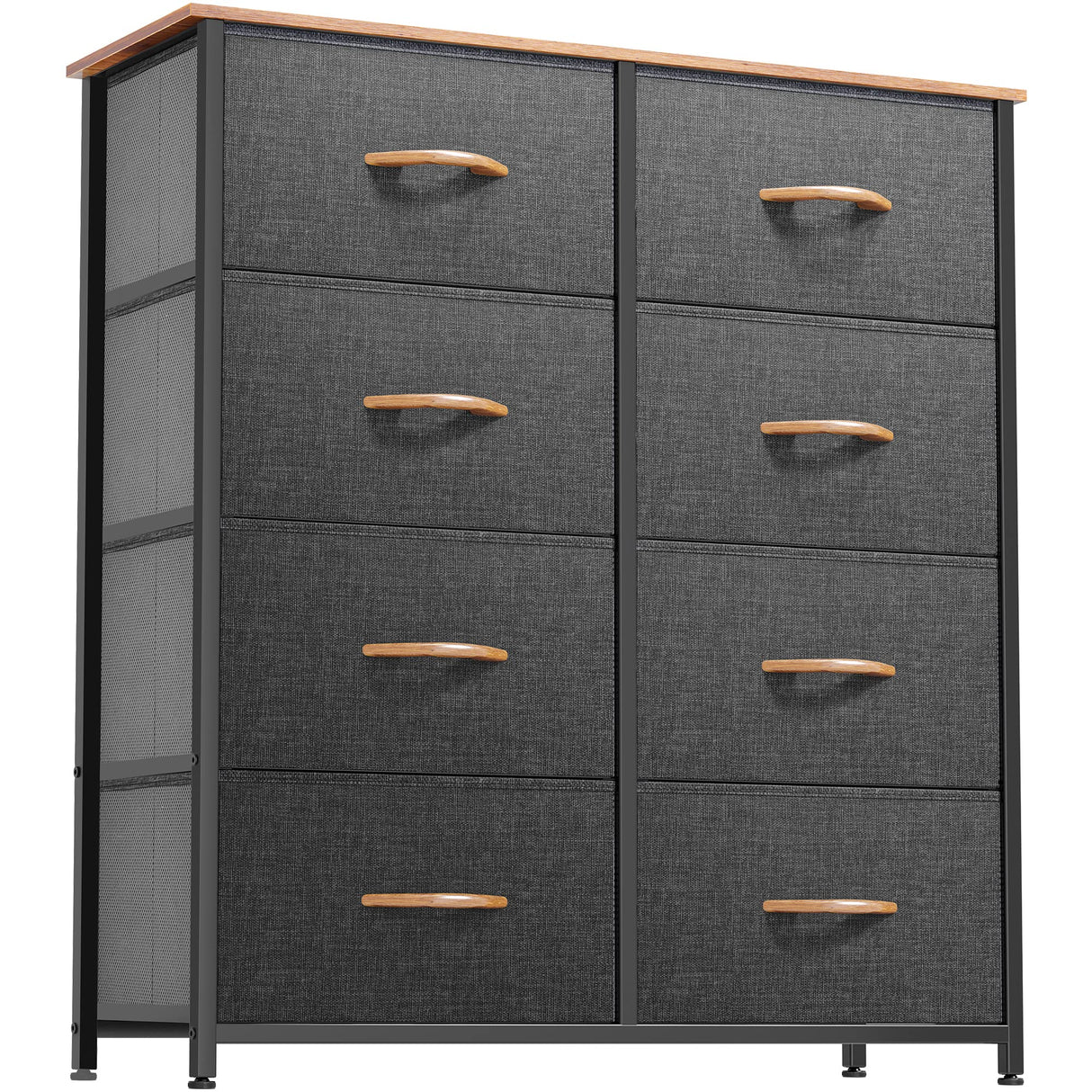 DWVO Dresser for Bedroom, Fabric Dresser with 8 Drawers, Tall Dresser, Double Dresser, Chest of Drawers for Closet, Living Room, Sturdy Steel Frame, Wooden Top, Easy Pull Handle DWVO