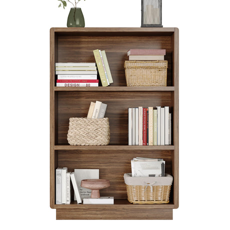 ChooChoo 3-Tier Bookcase, Wooden Bookshelf, Farmhouse Bookshelf with Open Storage, Tall Bookcase for Bedroom and Home Office, Brown Walnut ChooChoo