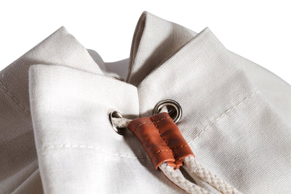 Handy Laundry Canvas Duffel Bag - Drawstring, Leather Closure, Shoulder Strap.