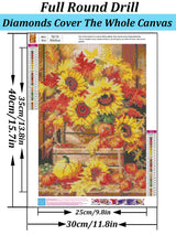 Autumn Pumpkin Sunflower Diamond Art Kits for Adults, 5D Diamond Painting Kits for Adults Beginners, DIY Full Round Drill Diamond Dot Painting Gem Art Kits for Adult, Home Wall Decor 11.8x15.7 Inch VCLKDIY