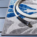 SAFAVIEH Washable Rug Outdoor Cabana Collection - 9' x 12', Grey & Blue, Non-Shedding & Easy to Clean, Ideal for Patio, Backyard, Mudroom (CBN800F) SAFAVIEH