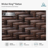 MFSTUDIO 5 Pieces Outdoor Patio Furniture Set, Metal Outdoor Conversation Sofa, Rattan Wicker Patio Sectional Sofa Set with 4 x Swivel Single Sofa, 1 x Fire Pit Table, Red MFSTUDIO