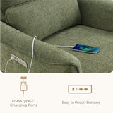 CHITA Power Nursery Rocking Chair, Swivel Glider Recliner Chair with Solid Wood Base, Bulit-in USB & Type-C Charging Ports for Living Room, FSC Certified, Moss Green CHITA