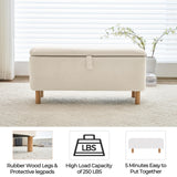 Boucle Storage Ottoman Bench for Bedroom end of Bed, Sherpa Upholstered Shoe Seat Storage Beach for Entryway Bed Foot, Rectangle Cushion Padded Blanket Chest Cute for Living Room, Off White Comfort Stretch