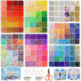 Redtwo 23000 Pcs Clay Beads Bracelet Making Kit 144 Colors 7 Boxes Flat Polymer Heishi Beads Set for Friendship Jewelry Making with Pendant Charms Crafts Gifts for Girls Ages 6-12 Kids Adults Redtwo