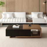 homary Extendable Coffee Table, 47"-69" Expandable Walnut Coffee Table with 2 Drawers, Modern Adjustable Center Table for Living Room & Small Spaces (Black & Walnut) homary