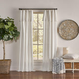 Mercantile Drop Cloth Curtain Panel, Light Filtering Ring & Tab Top with Attached Valance, 84 in Long x 50 in Wide, Farmhouse Single Window Panel, Bedroom, Living Room & Dining Room, Off White Mercantile