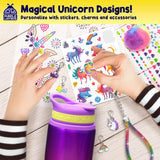 PURPLE LADYBUG Decorate Your Own Water Bottle Kit for Girls - Unicorn Design with Glitter Gem Stickers, Gifts for Girls Ages 5-8-10 Years Old Birthday, Fun Craft for Kids, Water Bottle for School PURPLE LADYBUG