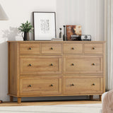 Zenflare Dresser for Bedroom 8 Drawer Wood Dresser 56.3" Wide, Large Storage Chest of Drawers for Bedroom, Living Room, Hallway, Entryway, Modern TV Stand Drawer Organizer, Natural Zenflare