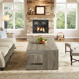 Tribesigns Coffee Table for Living Room, 47.24-Inch Farmhouse 2-Tier Accent Center Tea Cocktail Table with Storage, Elegant Grey, Rectangular Tribesigns