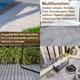 Dolonm Interlocking Solid Wood Deck Tiles, Golden Teak Wood for Flooring Tiles, for Patio Balcony Waterproof Both Indoor and Outdoor Decking Tile Gray Striped 12 x 12 x 0.7 inches Pack of 10 Dolonm