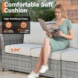 ovios 13 Piece Patio Furniture Set with Fire Pit Table,Outdoor Rattan Wicker Coversation Set with Comfy Seating, Sectional Chairs for Outside Porch Balcony Backyard Pool,Beige ovios