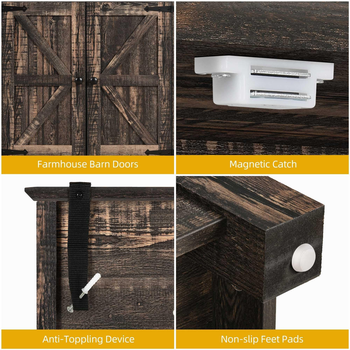 DWVO 72" Tall Farmhouse Pantry Cabinet, Kitchen Storage Pantry with Barn Doors & Drawer, Versatile Organizer with Adjustable Shelves, Rustic Cupboard for Dining Room, Living Room, Dark Rustic Oak DWVO