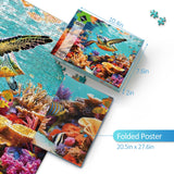 takfot Puzzles for Adults 1000 Pieces - Ocean Beach Sea Turtle Coral - 1000 Piece Puzzles with Letters on Back - Jigsaw Puzzles 1000 Pieces for Fun Game Nights - 27.6" L X 20.5" W, 1:1 Poster takfot