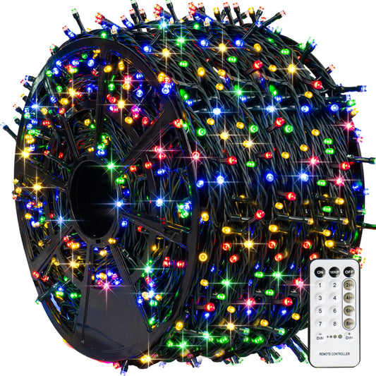 TW SHINE 1000 LED Christmas Lights, 328FT Christmas Tree Lights Outdoor Plug in with 8 Modes, Remote Waterproof Xmas String Lights Indoor Decorations for House Yard Decor, Multi-Colored