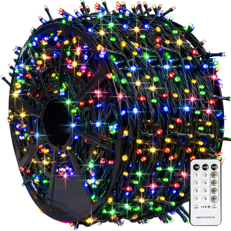 TW SHINE 1000 LED Christmas Lights, 328FT Christmas Tree Lights Outdoor Plug in with 8 Modes, Remote Waterproof Xmas String Lights Indoor Decorations for House Yard Decor, Multi-Colored TW SHINE
