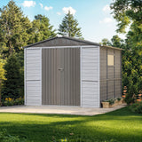 MyVoice 8x8 FT Wooden Outdoor Storage Shed with 4 Vents & 2 Adjustable Windows, DIY Cedar Tool Shed Kit, Garden Bike Firewood Storage, Waterproof Backyard Outdoor Shed for Patio, Lawn, Yard & Garage MyVoice