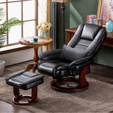 MCombo Swivel Recliner with Ottoman Chair, TV Chair Sets with Vibration Massage, for Small Space Living Room Bedroom 9096 9099 (Textile, Black) MCombo