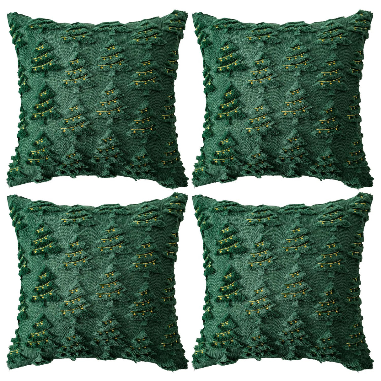4 Pcs Christmas Throw Pillow Covers 18x18, Soft Faux Fur Pillow Cases Holiday Decorations, Fluffy Plush Accent Couch Cushion Case for Festivals Winter Sofa Living Room Home Decor(Green Tree) janbrm