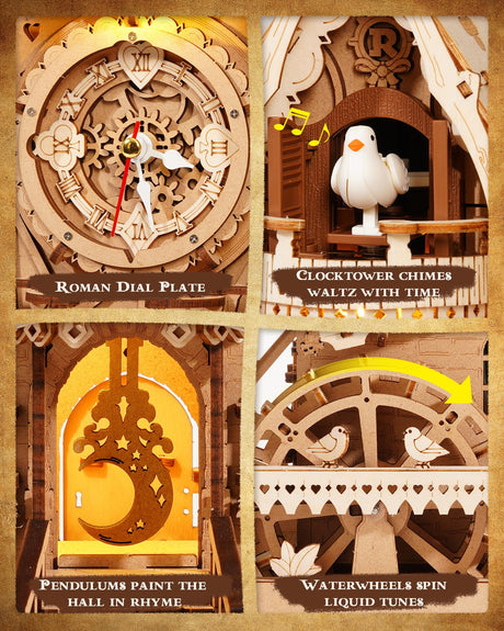 ROKR 3D Wooden Puzzles for Adults,Wooden Clock Model kit,435 Piece 3D Puzzles,Ideal Gift for Adults and Teens ROKR