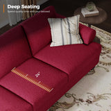 Fadware 91” Sofa Couch, Deep Seat Sofa with Lawson Style Armrests, Modern 3 Seater Sofa with Upholstered Cushion& Backrests, Mid-Century Comfy Couch for Living Room, Apartment, Red Fadware