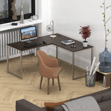 SHW Home Office 55 Inch Large L Shaped Corner Desk, 24" Deep, Espresso SHW